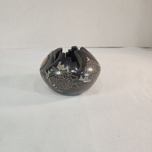 Santa Clara Sgraffito Blackware Pottery Jar by Eric Tafoya (Santa Clara Pueblo)
